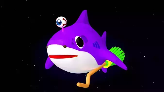 Rigged Cartoon Shark Character Monster Mama Shark 