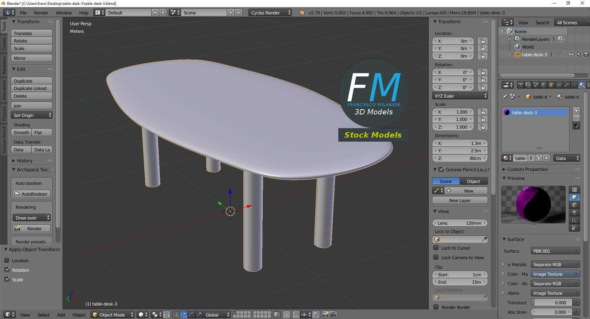 Table desk 3 3D model_9