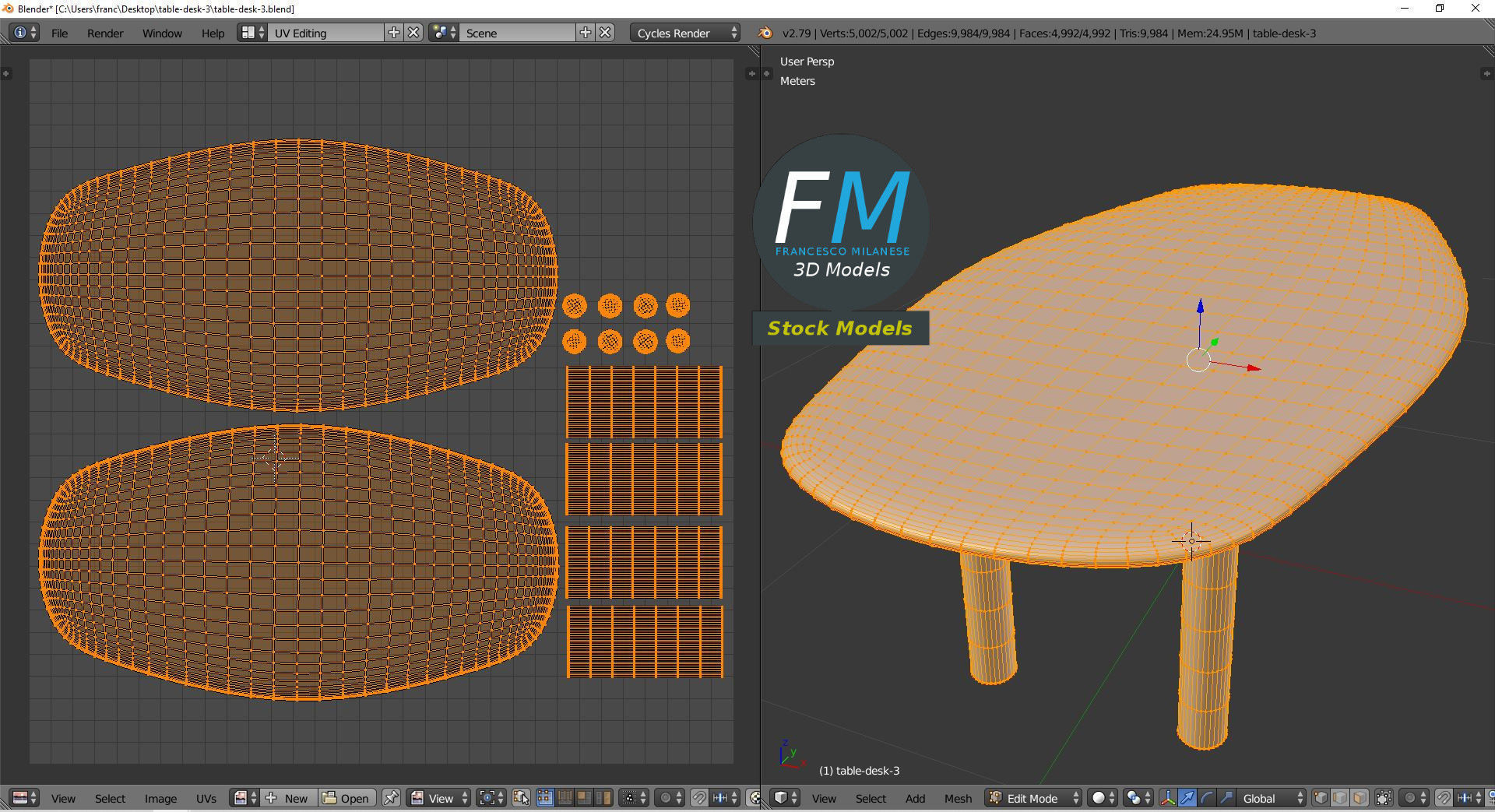 Table desk 3 3D model_10