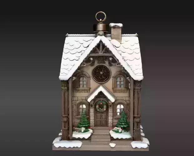 Lantern House 3D Model Christmas Lantern Cottage Print-Ready
