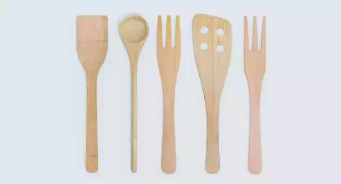 Wooden Utensils V2 - Kitchen Tool Collection 3D model