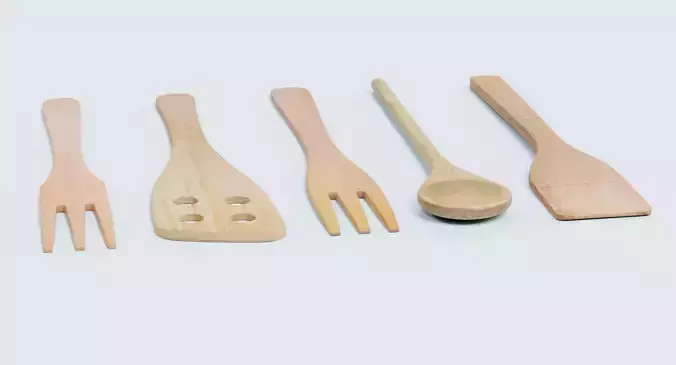 Wooden Utensils V2 - Kitchen Tool Collection 3D model 6