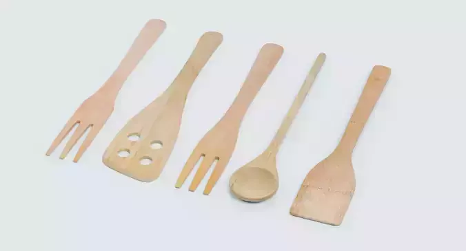 Wooden Utensils V2 - Kitchen Tool Collection 3D model 4