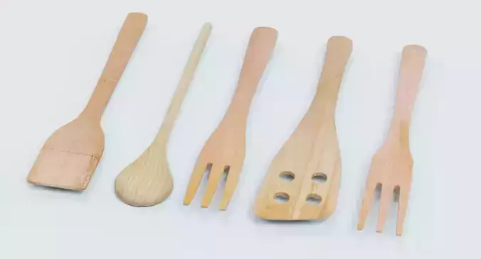 Wooden Utensils V2 - Kitchen Tool Collection 3D model 7