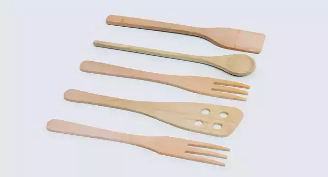 Wooden Utensils V2 - Kitchen Tool Collection 3D model 5