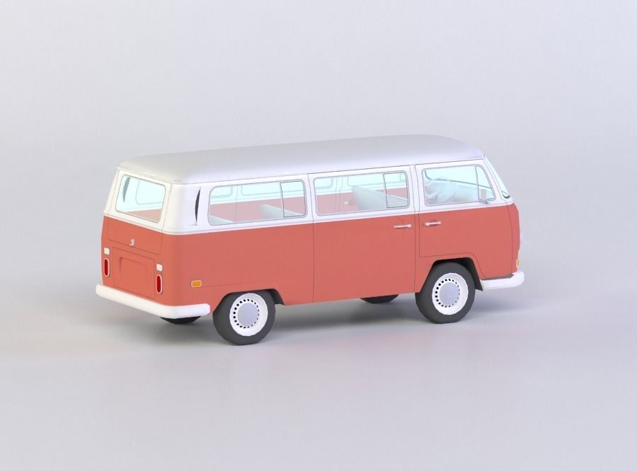 VW KOMBI 1968 3D MODEL Low-poly 3D model_2