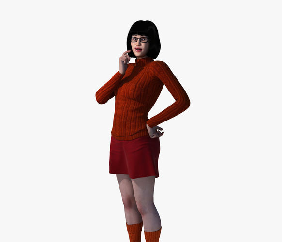 Velma woman in orange sweater and shorts 3D model