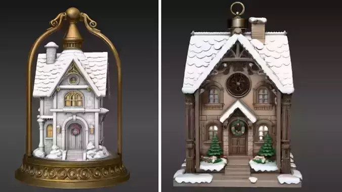 House Lantern Two Model Pack 3 Model Christmas  Print-Ready