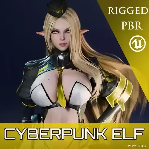 Cyberpunk Elf - Game Ready Low-poly 3D model