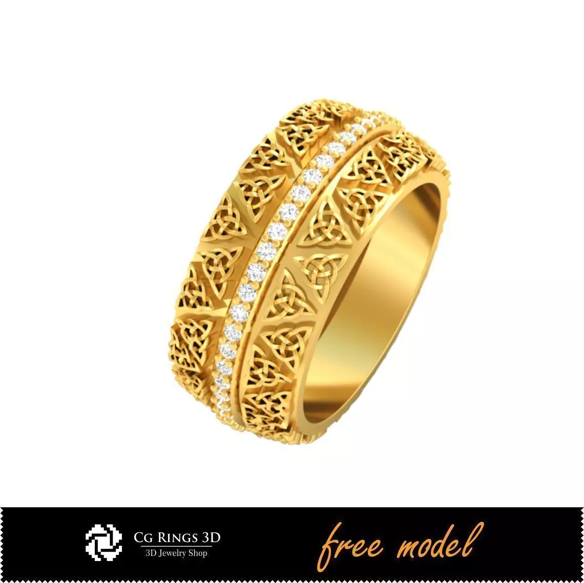3D CAD Unique Celtic Wedding Ring-Free 3D Model Free 3D print model