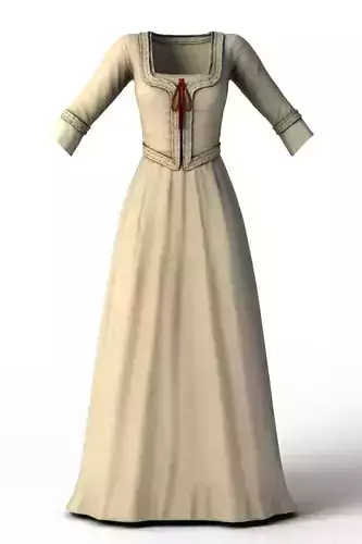 Long Skirt Lace Sleeves Medieval Period Dress