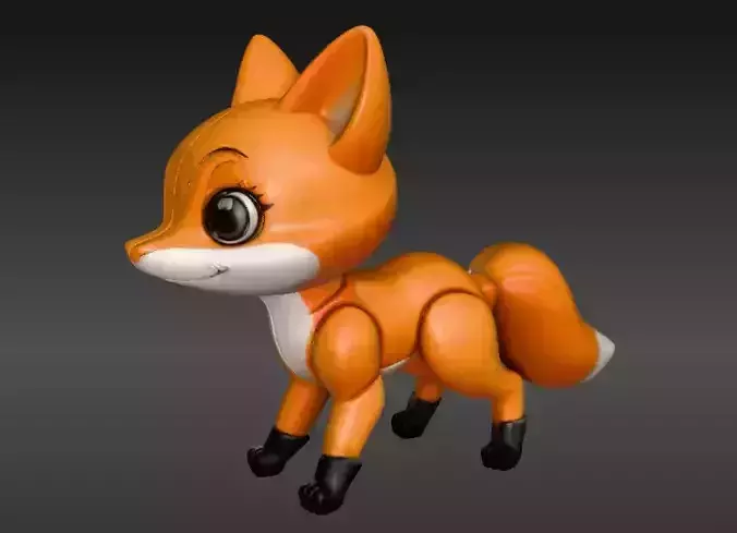 Articulated Baby Fox Toy 3D Model Cute Animal Desk Toy