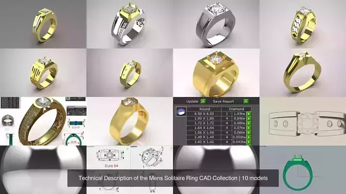 Technical Description of the Mens Solitaire Ring CAD Collection