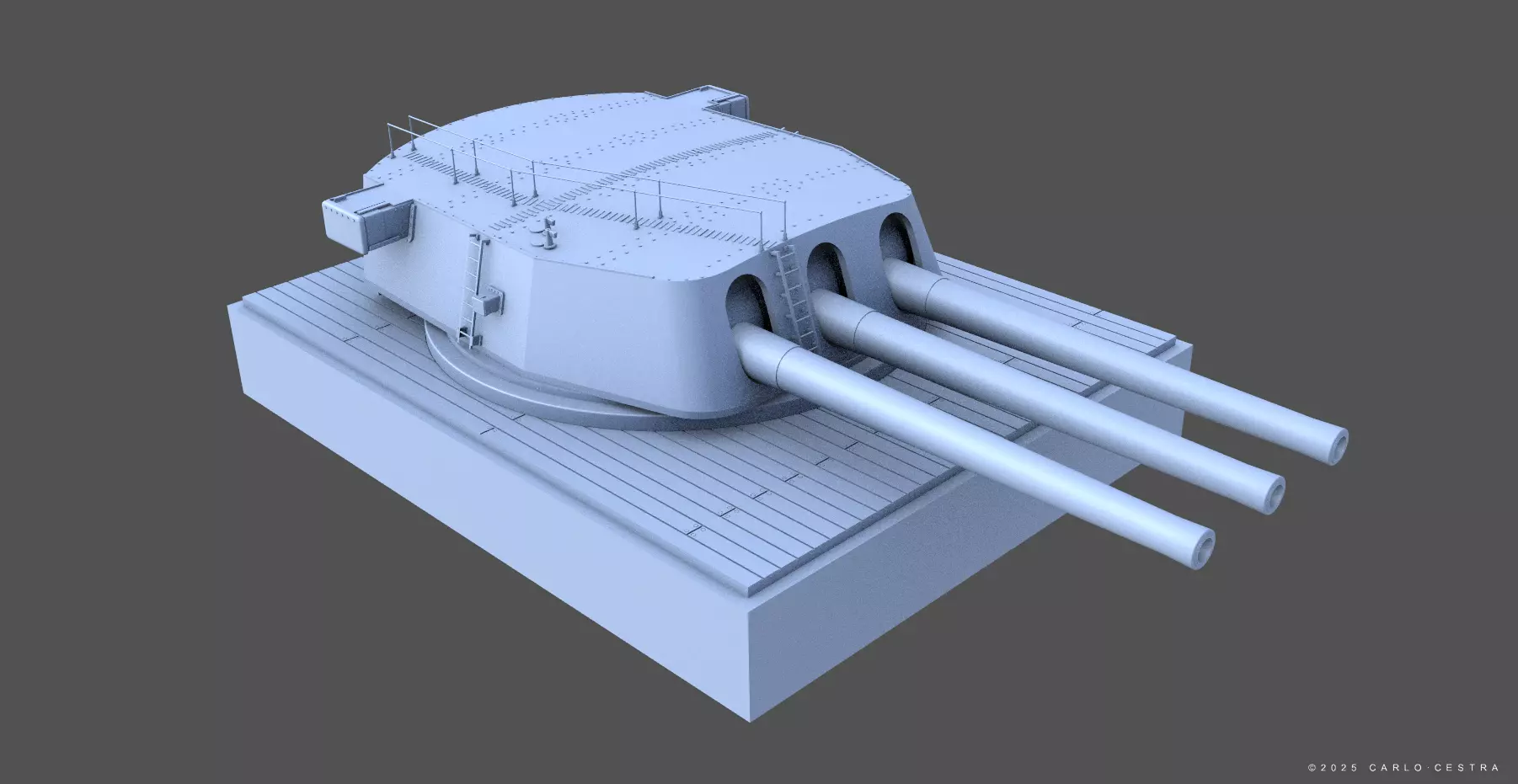 406mm Mark I triple turret - Personal license - 1-72 scale 3D print model