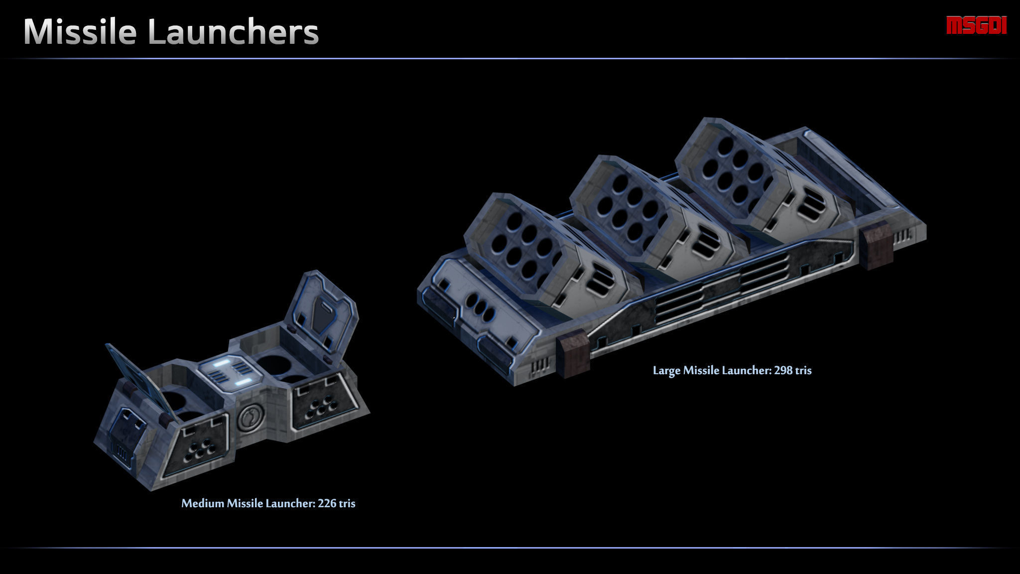 Spaceship Destroyer Modular Equipment Low-poly 3D model_2