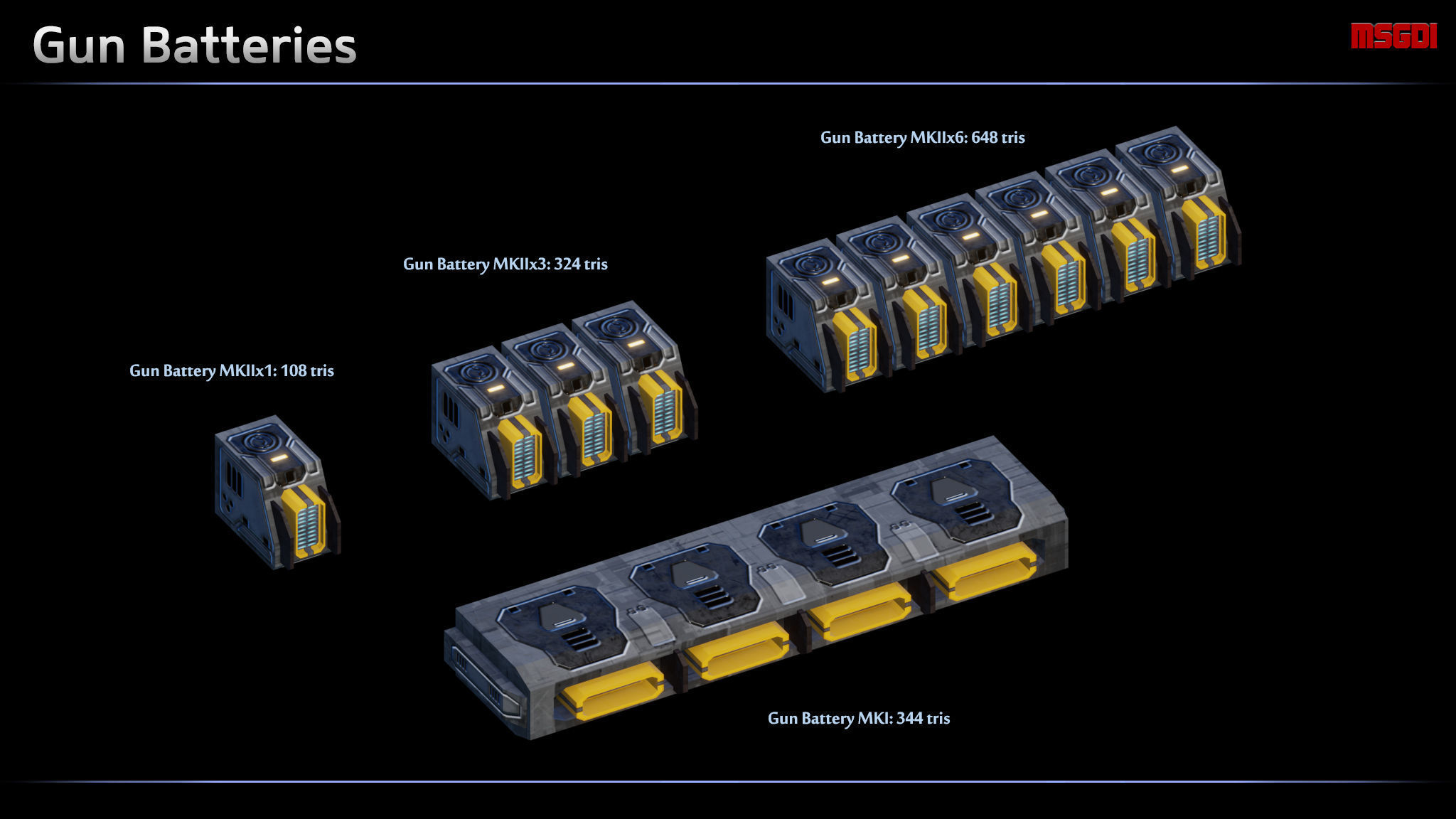 Spaceship Destroyer Modular Equipment Low-poly 3D model_3