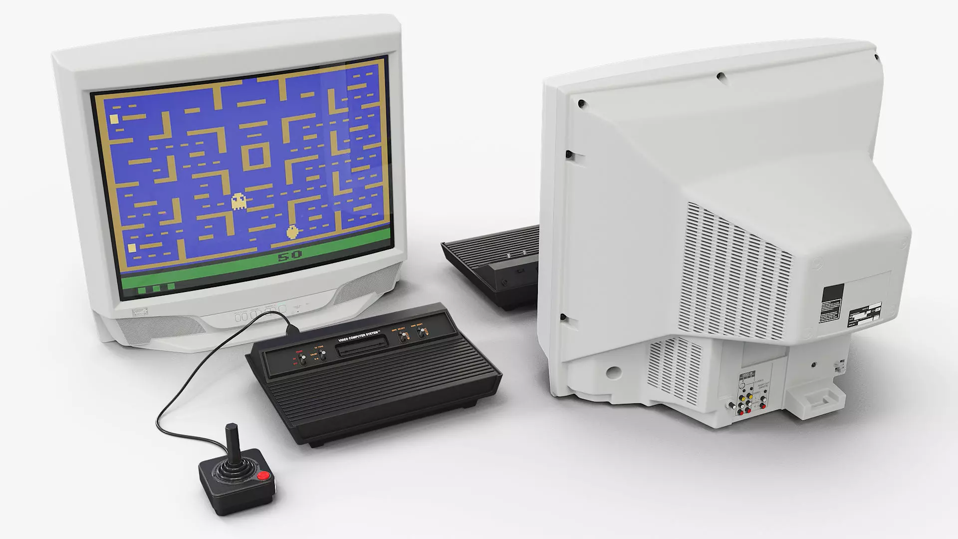 Vintage Game Console with CRT TV 3D model