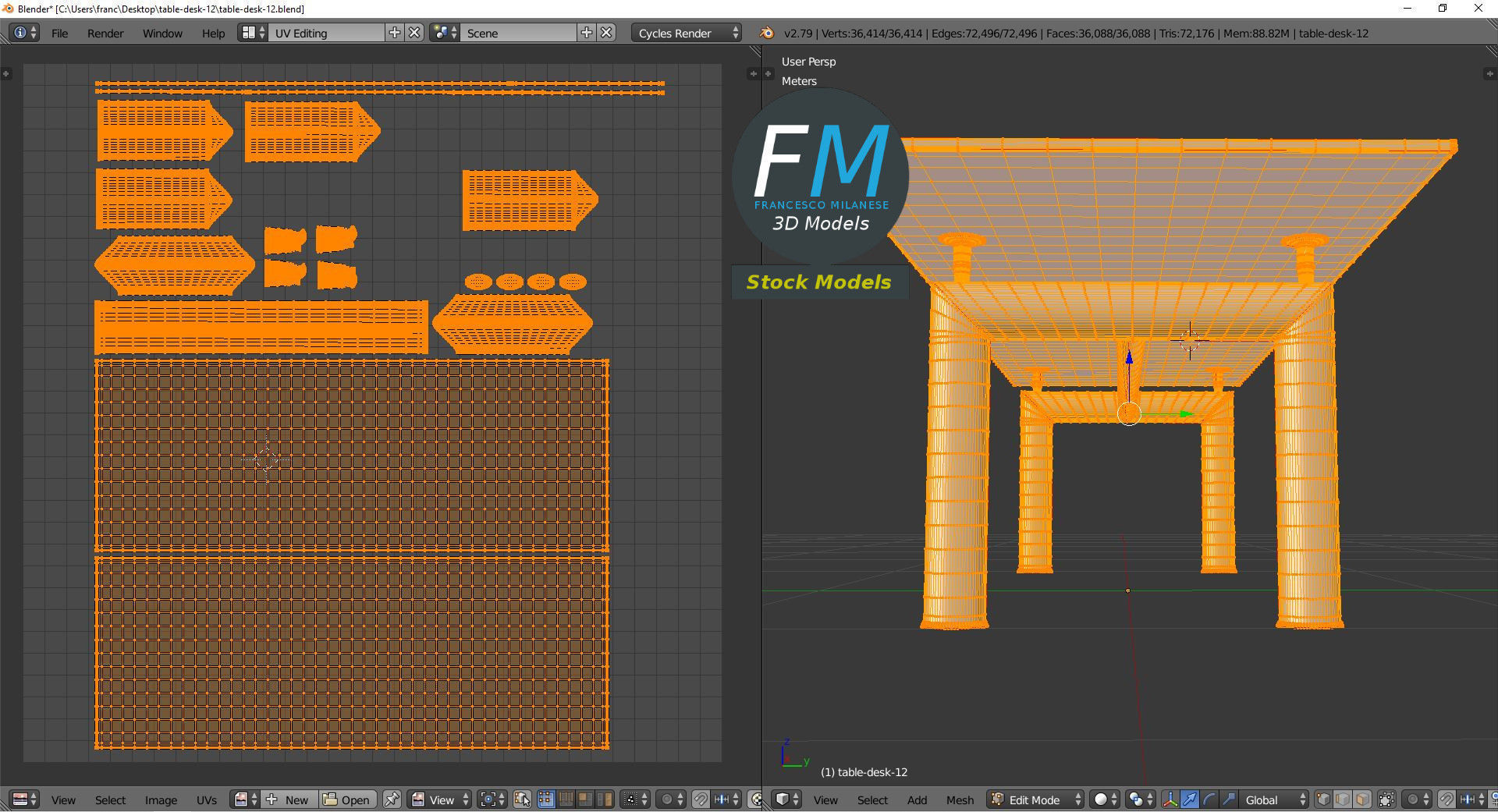 Table desk 12 3D model_10