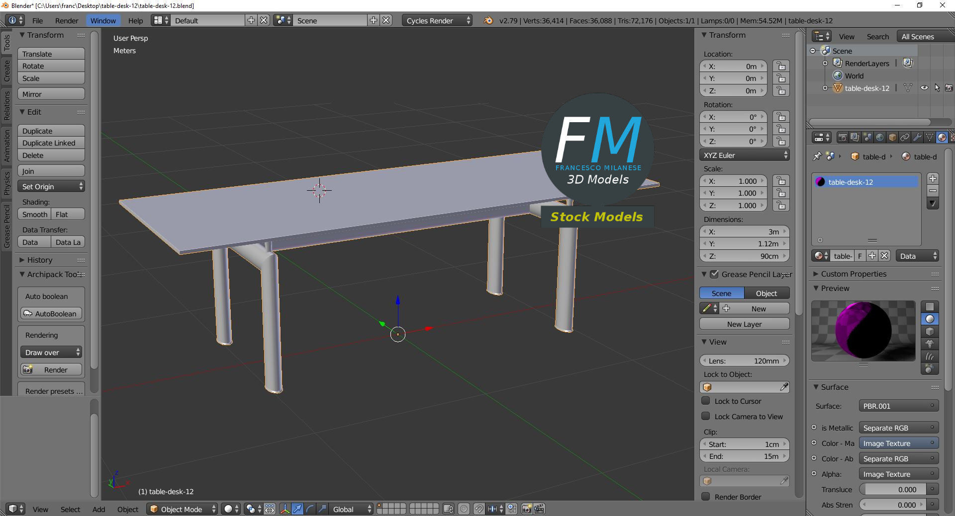 Table desk 12 3D model_9