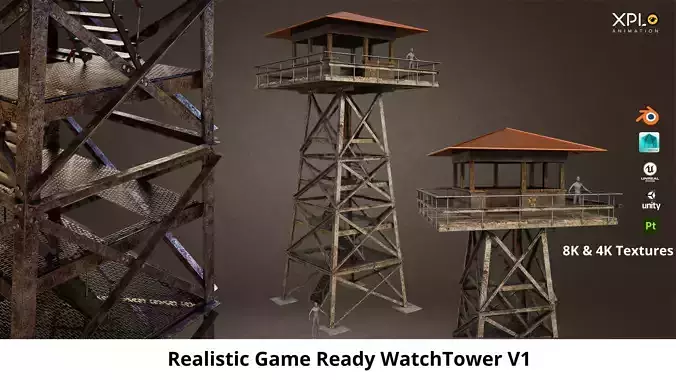 High Realistic Military Watchtower Game Ready V1