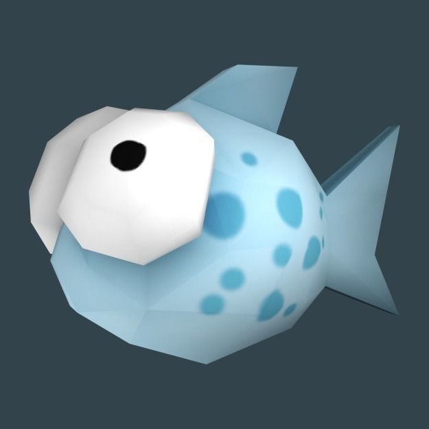 Cartoon low poly fish with multiple textures Low-poly 3D model_1