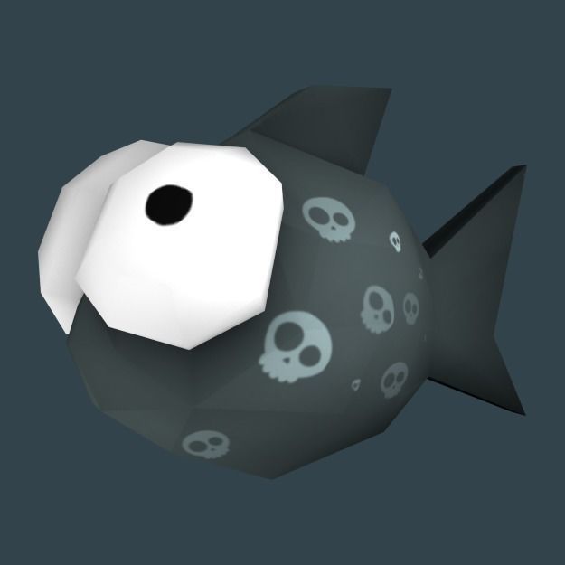 Cartoon low poly fish with multiple textures Low-poly 3D model_3