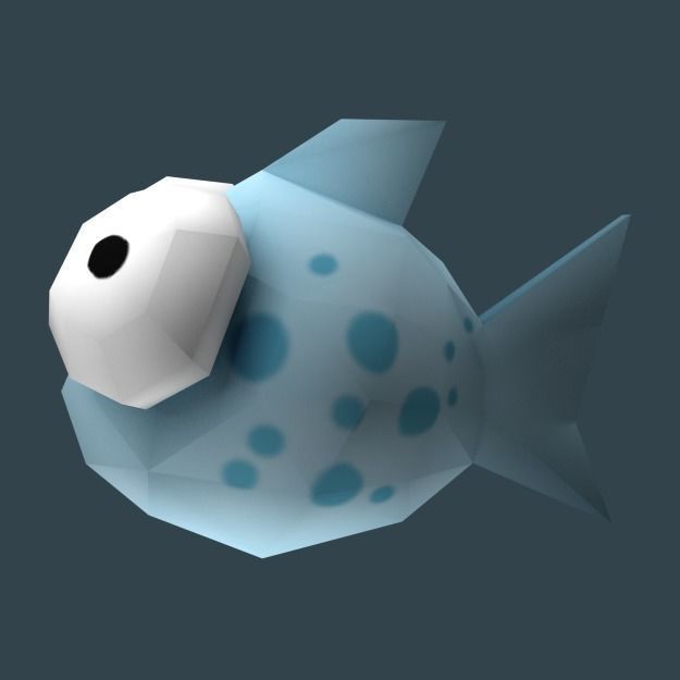 Cartoon low poly fish with multiple textures Low-poly 3D model_8