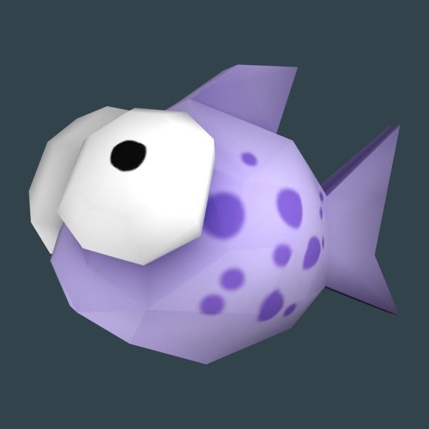 Cartoon low poly fish with multiple textures Low-poly 3D model_6