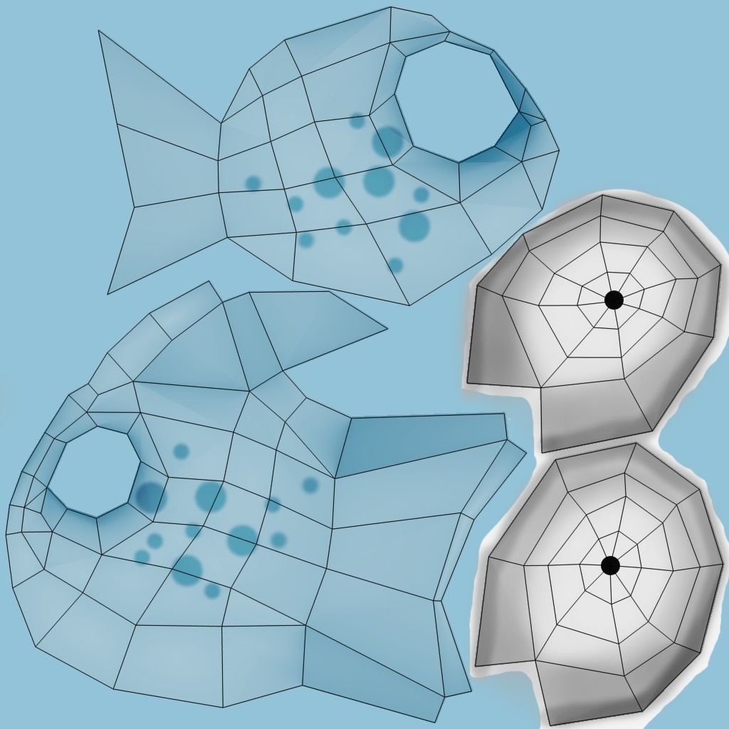 Cartoon low poly fish with multiple textures Low-poly 3D model_14