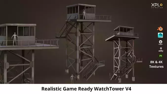 High Realistic Military Watchtower Game Ready V4