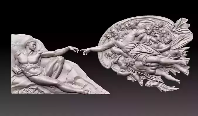 The Creation of Adam  Michelangelo Masterpiece Bas-Relief 