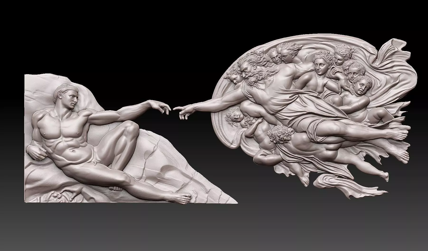 The Creation of Adam Michelangelo Masterpiece Bas-Relief 3D print model