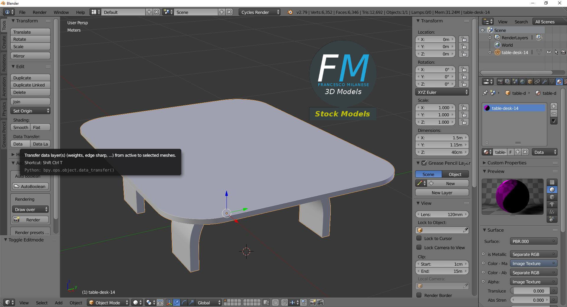 Table desk 14 3D model_9