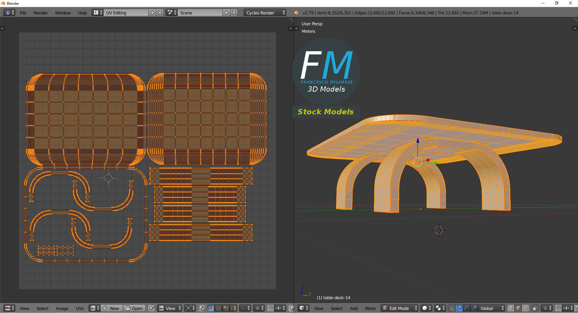 Table desk 14 3D model_10