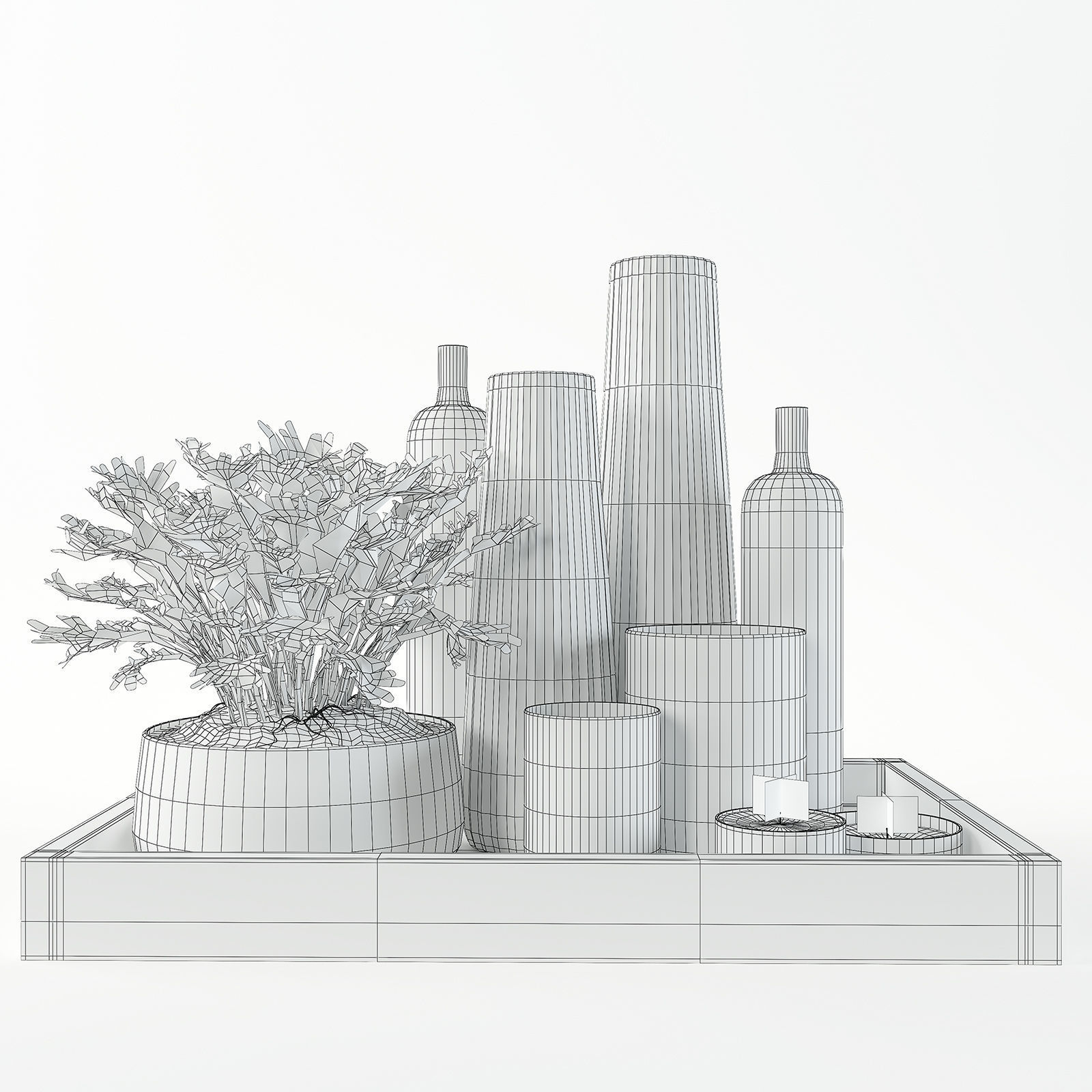 Decorative set on a tray 3D model_3