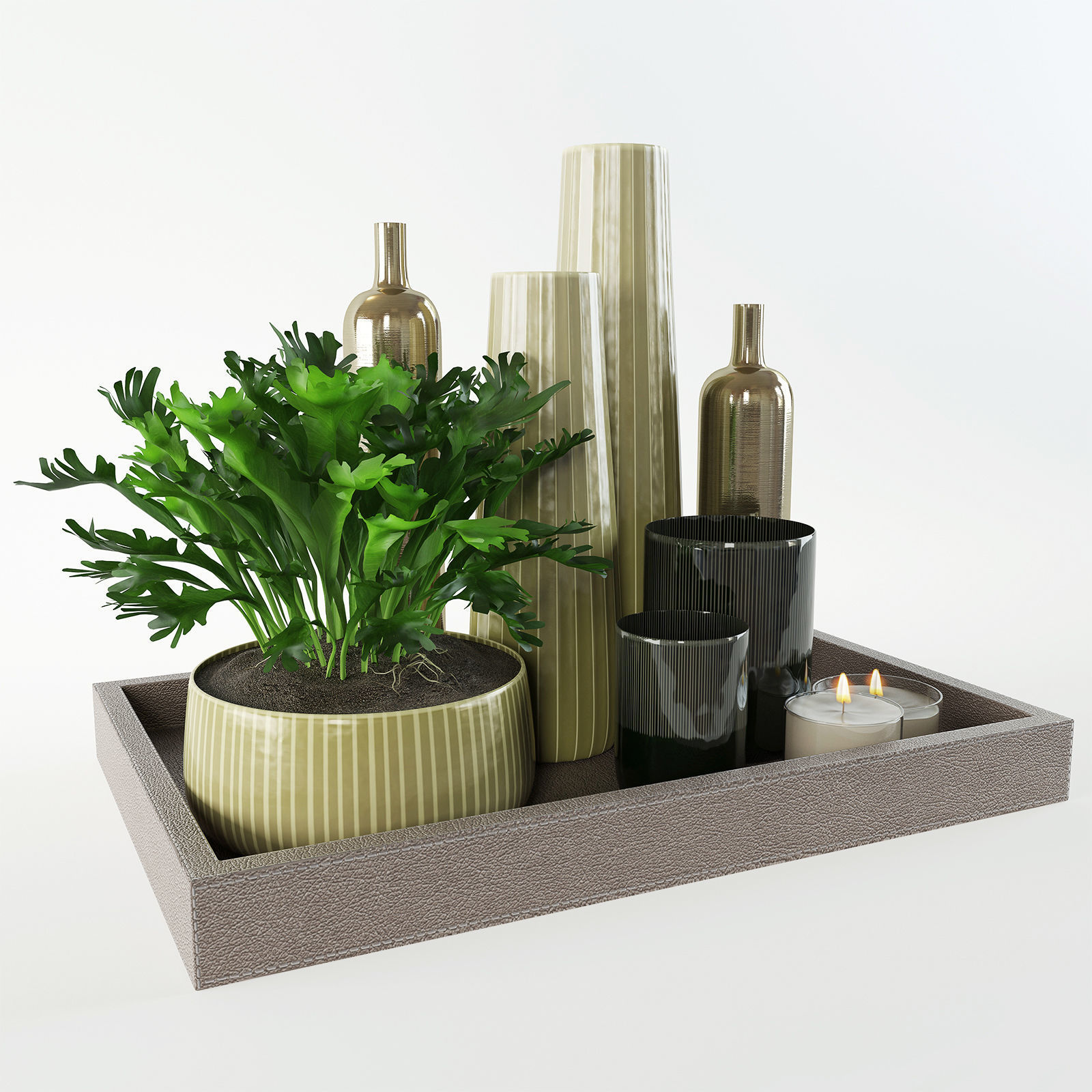 Decorative set on a tray 3D model_1