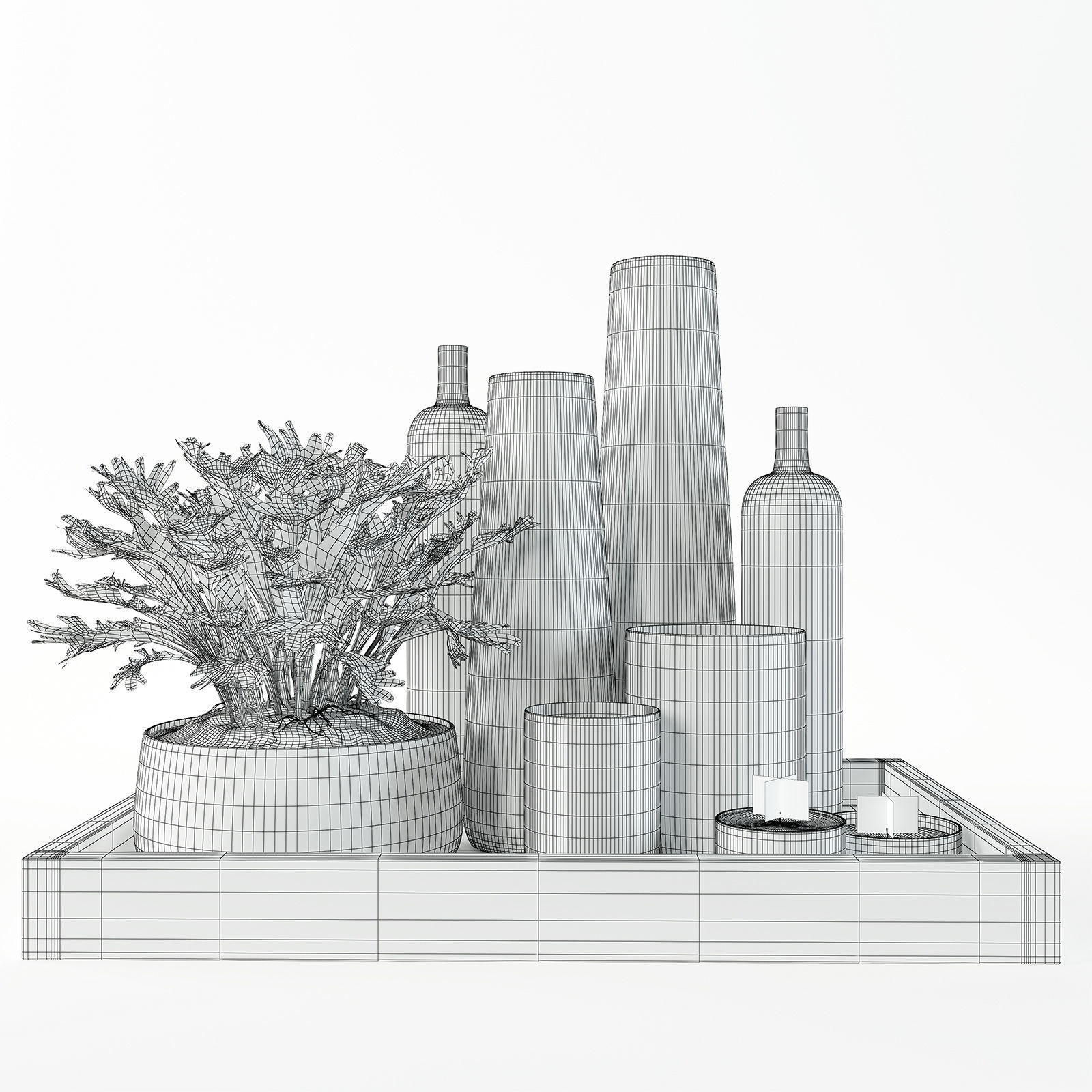 Decorative set on a tray 3D model_4