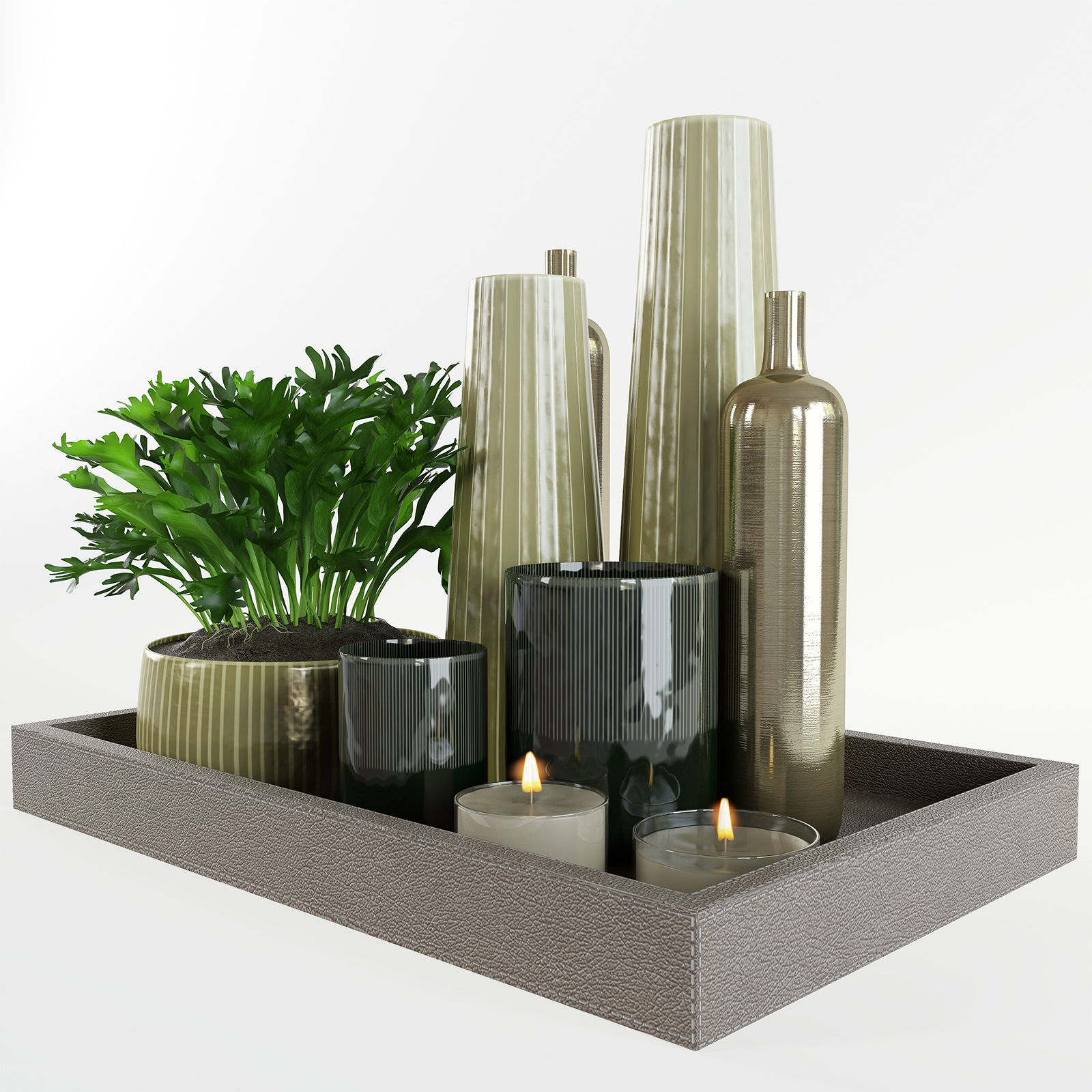 Decorative set on a tray 3D model_2