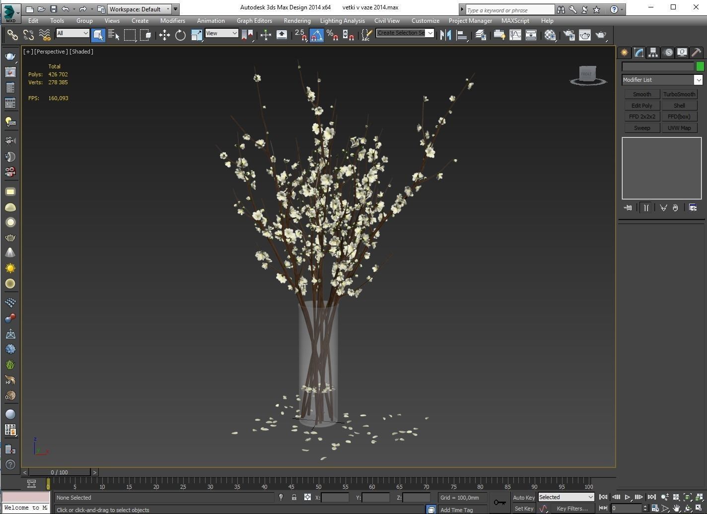 Branches in a vase 3D model_5