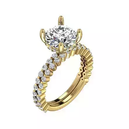 Single Row prong style band Round Cut Solitaire Ring Band