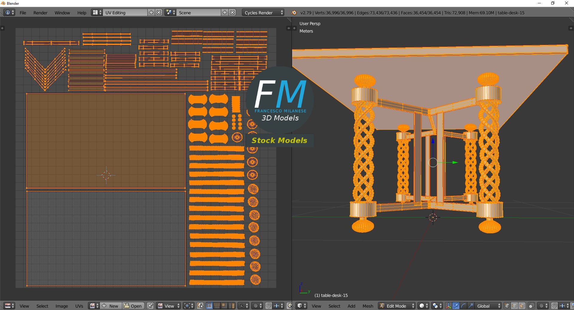 Table desk 15 3D model_10
