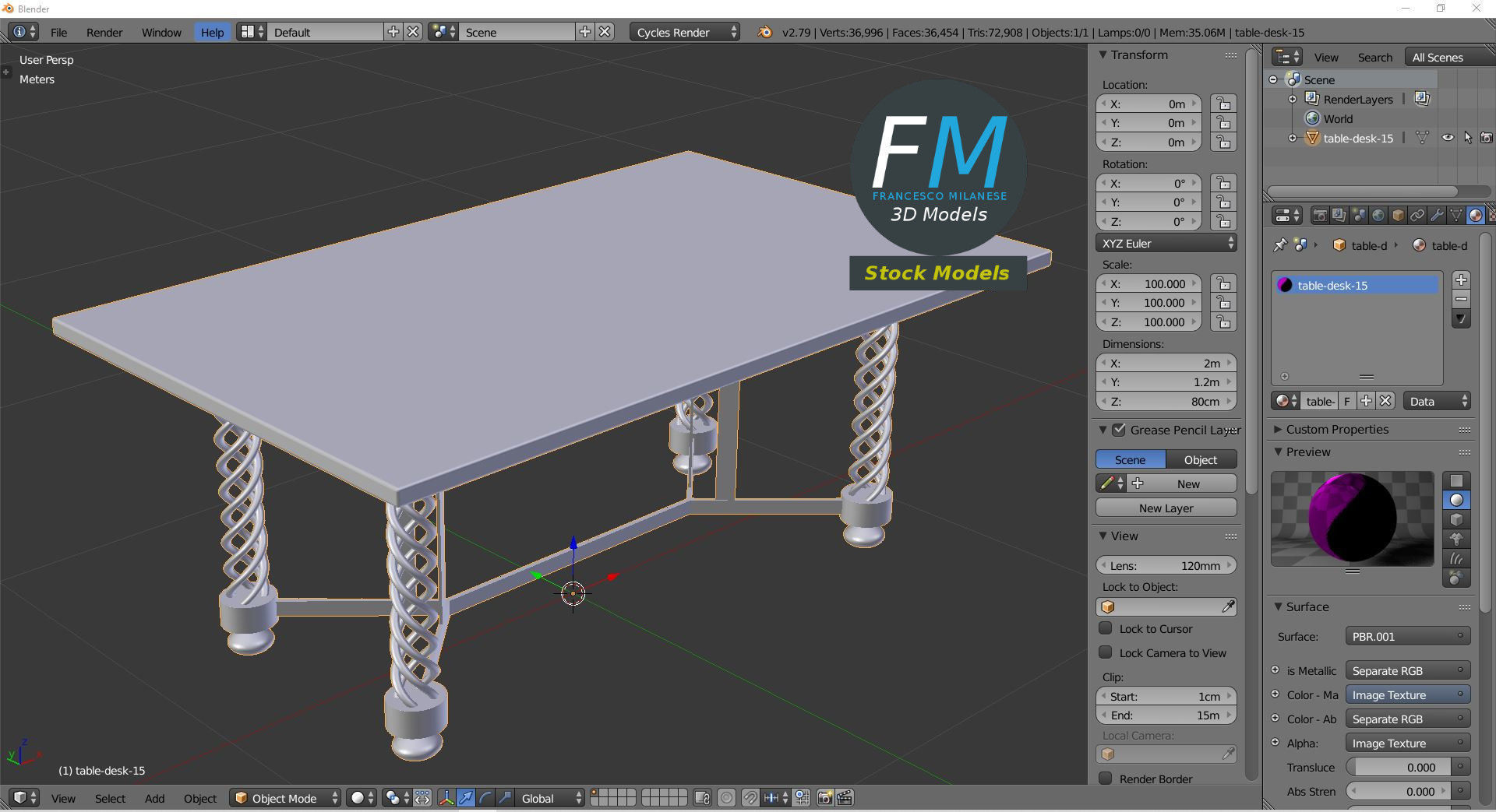 Table desk 15 3D model_9