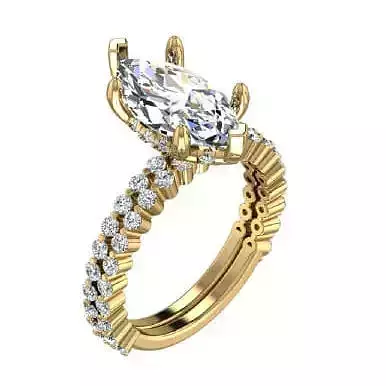 Six Prong Engagement Ring with Marquise diamond ring with band