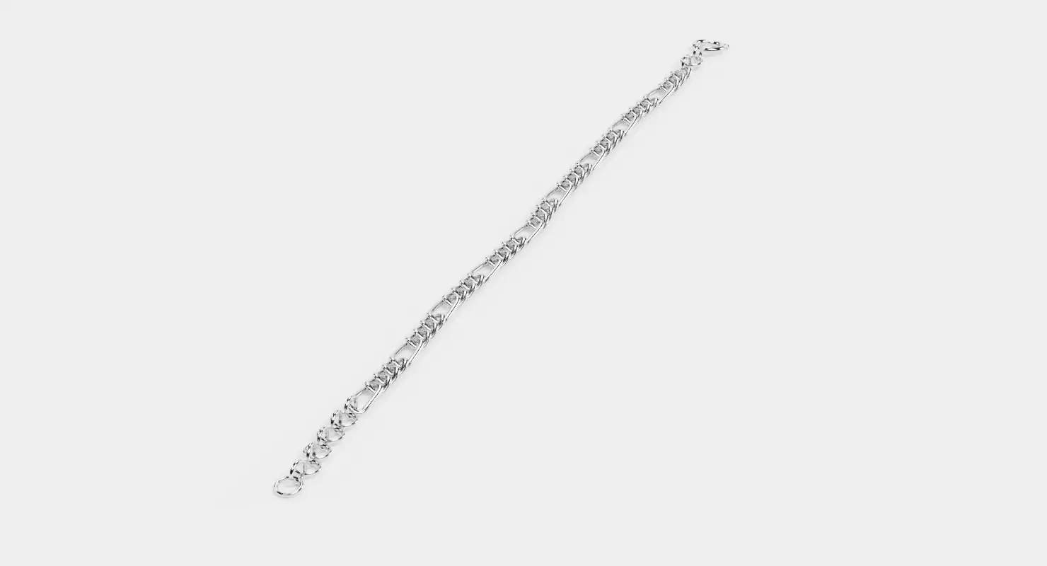 Link Chain V4 - Silver Figaro Bracelet 3D model