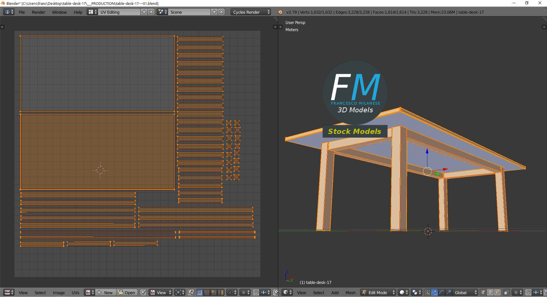 Table desk 17 3D model_10