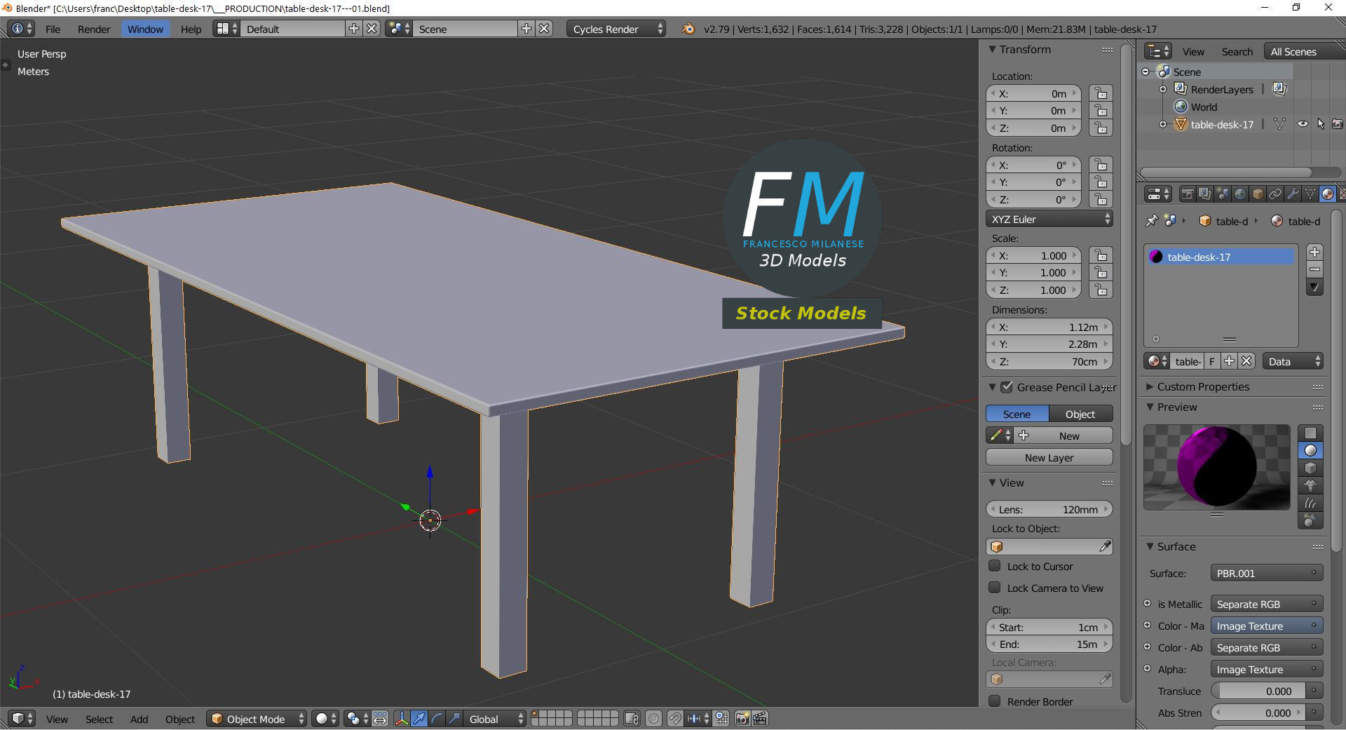 Table desk 17 3D model_9