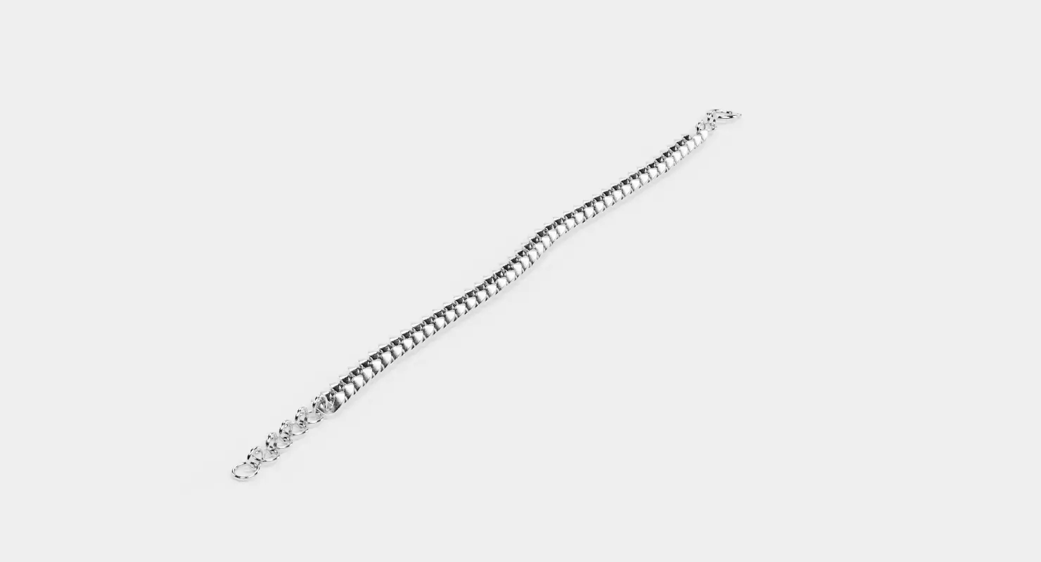 Link Chain V5 - Silver Cuban Style Bracelet 3D model