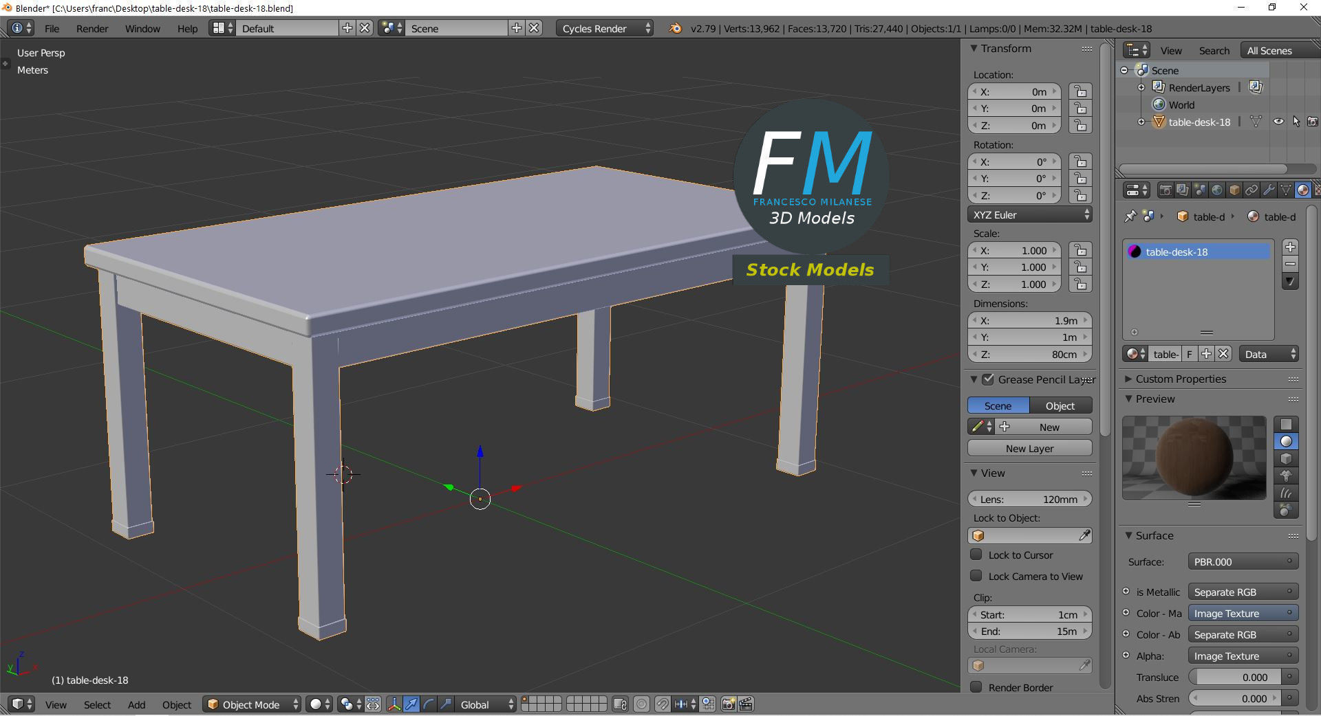 Table desk 18 3D model_9