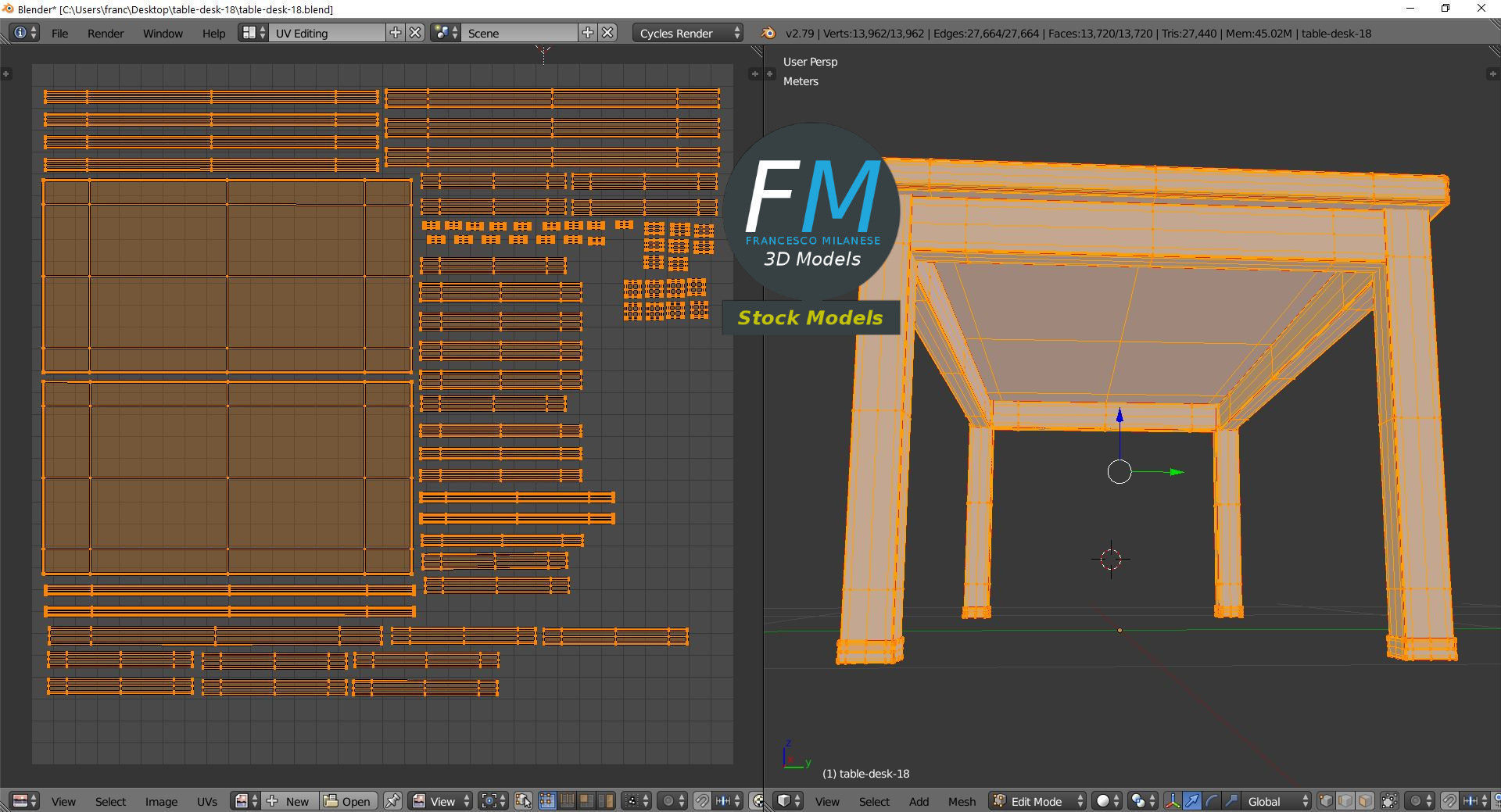 Table desk 18 3D model_10