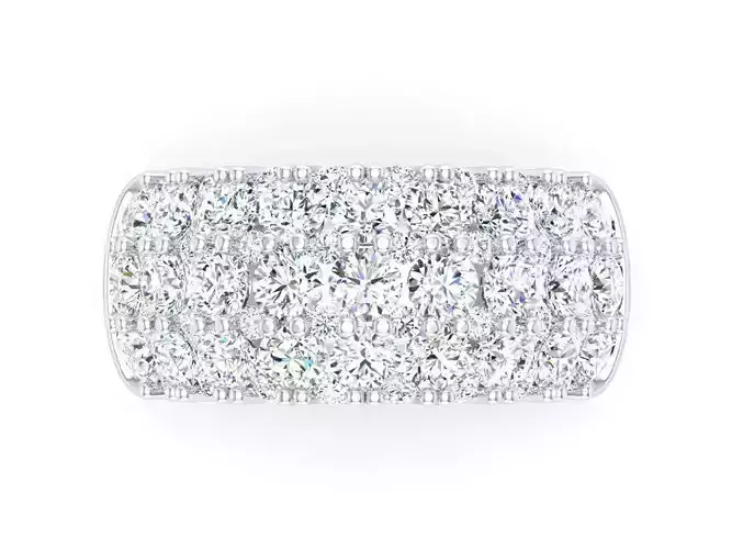 Three Row Diamond Half Eternity Band 3DM